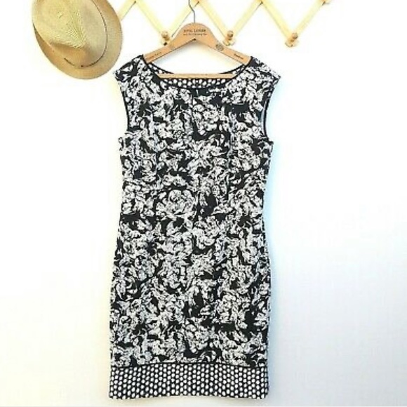 Ann Taylor Black and White Floral Print Sheath Dress - Picture 2 of 8